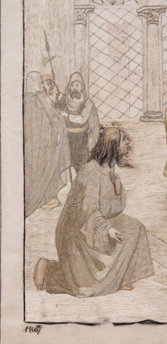 A.Ongaro - Scena D’Interno - Ricamo Su Tessuto - Italia 1867-photo-3